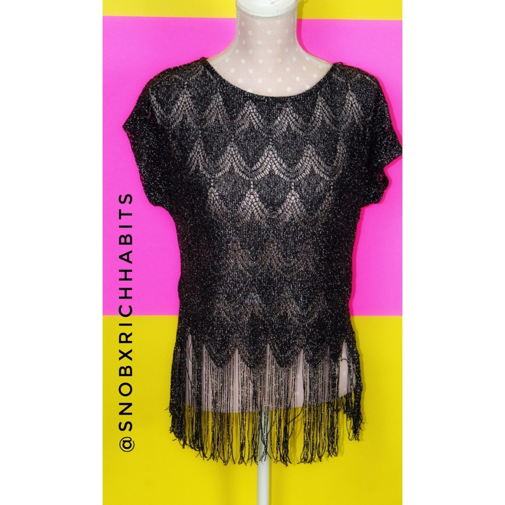 Shimmer Fringed See Through Top